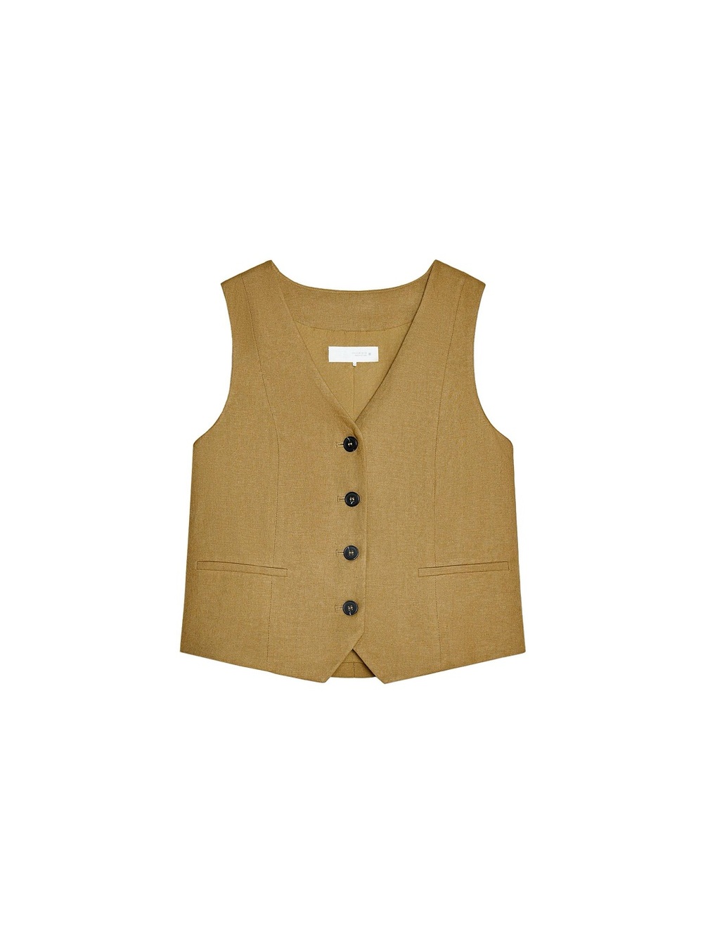 Zara Tan Cotton Blend Button Vest NWT M